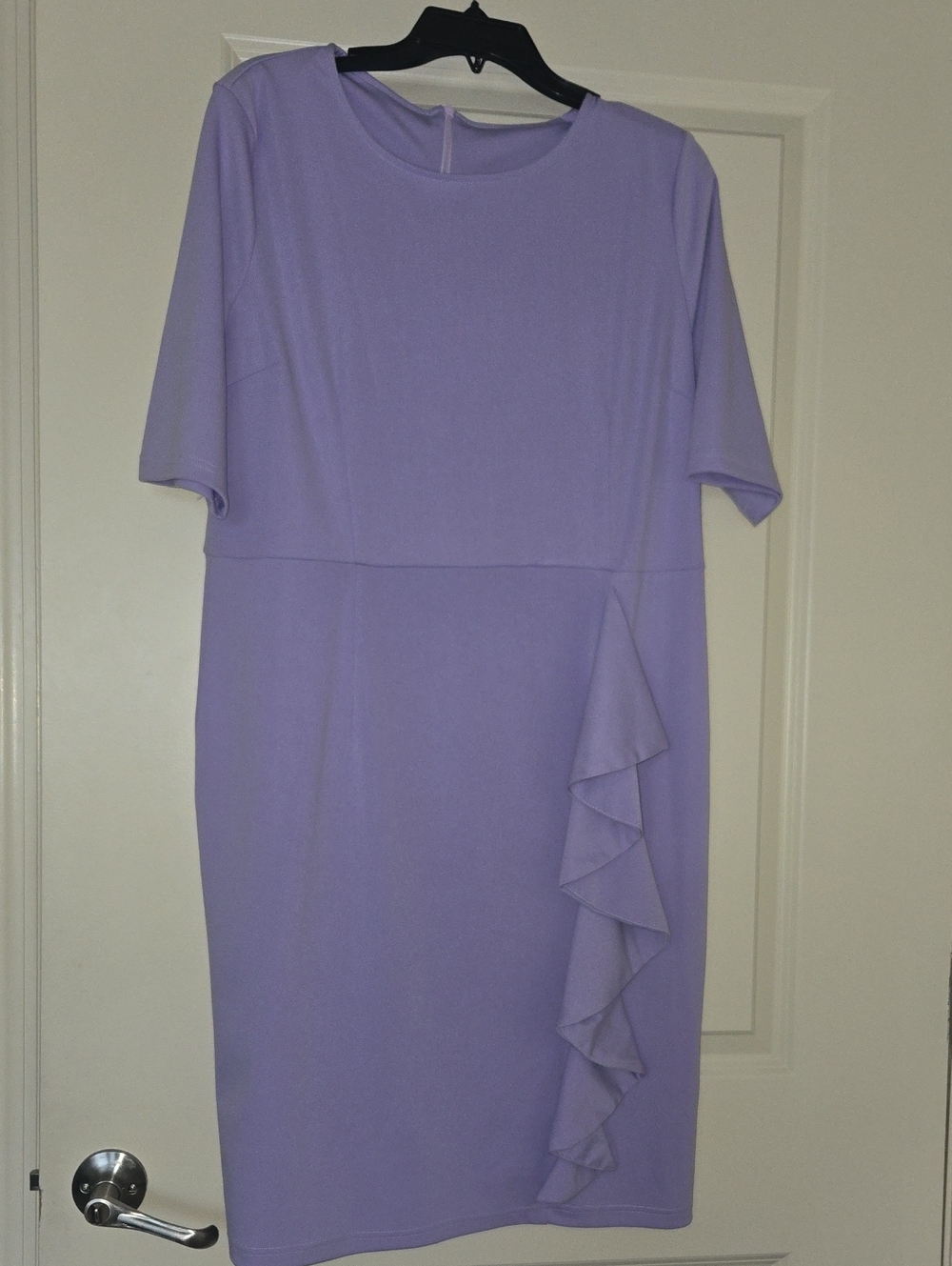 Women's Vintage Short Sleeve Lavender Falbala Fold Slim Fit Pencil Dress